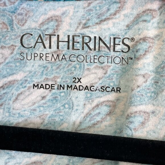 Catherines Womens Plus 2X Suprema Collection Teal Paisley Tunic Top 3/4 Sleeve - Picture 4 of 10